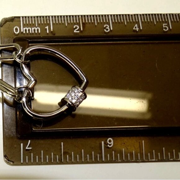 Silver Heart Link Necklace W/ CZ Accents For Women Stainless Steel Chain Elegant - Picture 4 of 4